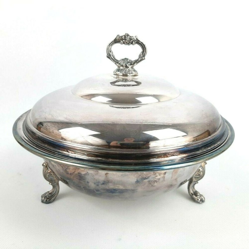 Vintage Sheridan Taunton Silver Plate Casserole Serving Dish W/ Glass Insert 12"
